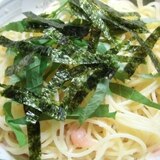 大葉と海苔沢山の明太子パスタ